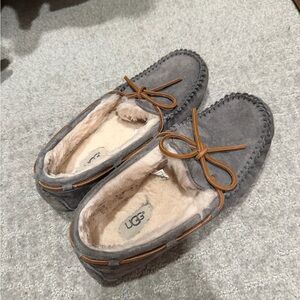 UGG Woman’s Gray Loafers with Tan Accents